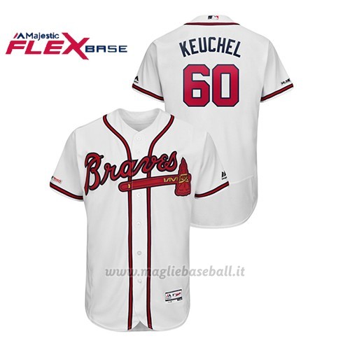 Maglia Baseball Hombre Atlanta Braves 60 Dallas Keuchel Flex Base Autentico Collezione Primera Bianco